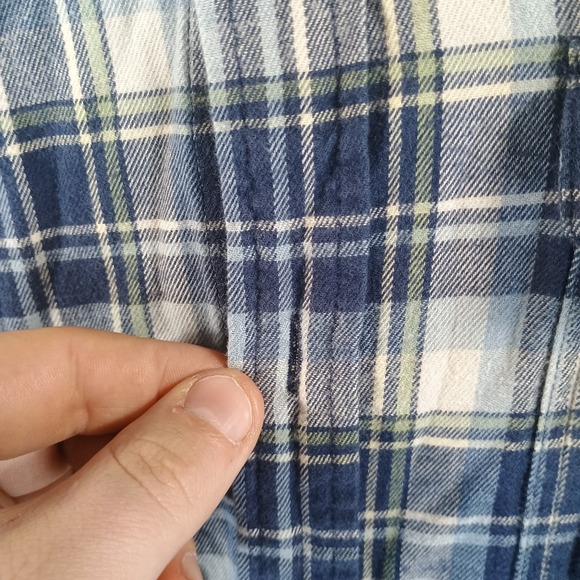 Patagonia Long Sleeved Fjord Flannel Shirt Men XXL Virtually Blue Missing Button - Picture 6 of 12